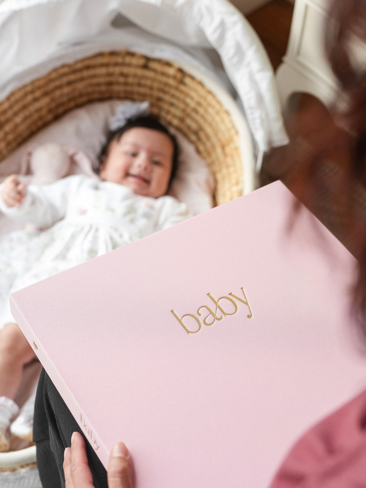 Baby Photo Album in pink linen