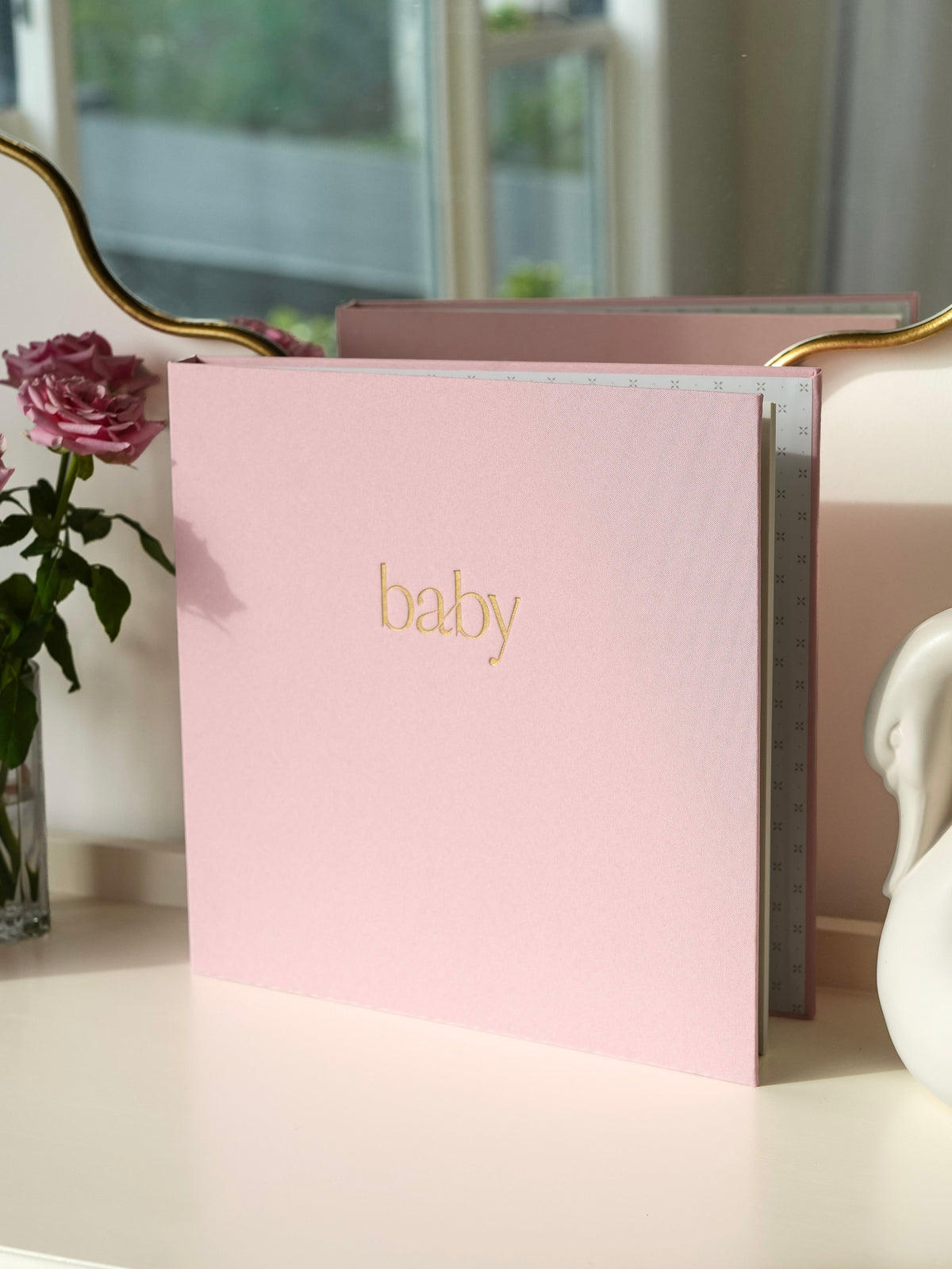 Baby Photo Album in pink linen — view 3