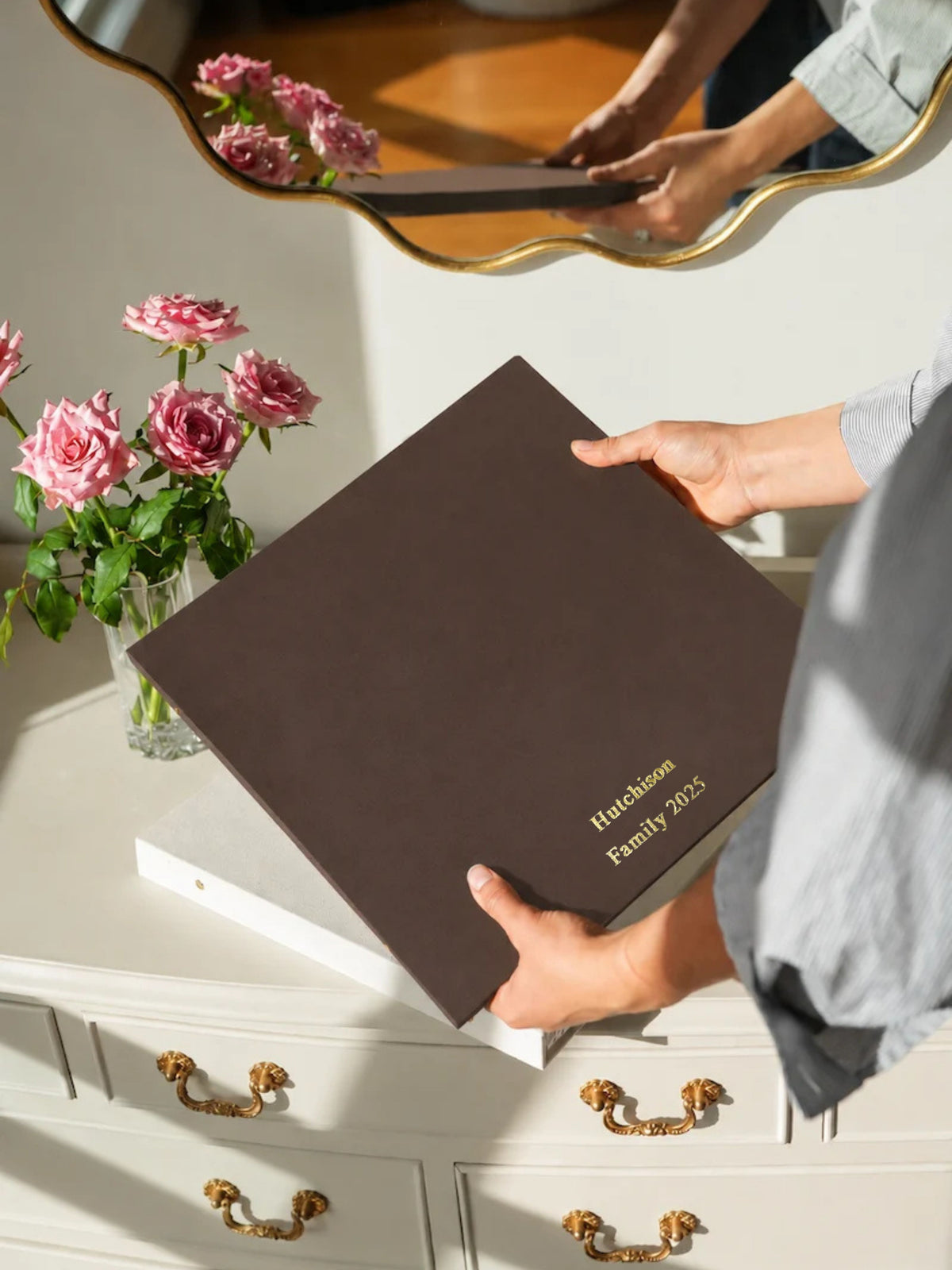 Large Custom Photo Album in cocoa linen