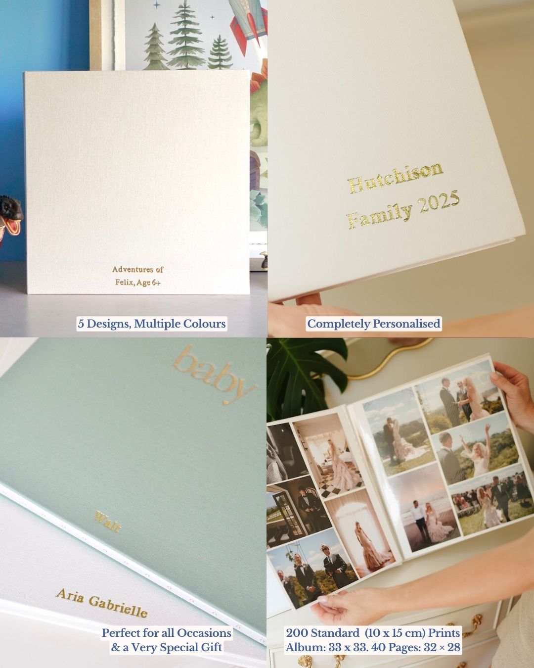 Baby photo album size details