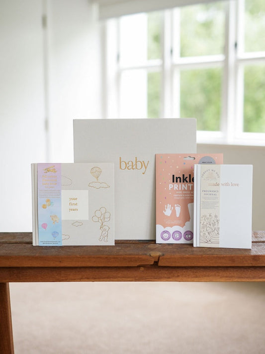 Pregnancy to Baby Keepsake Gift Set — pregnancy journal, personalised baby book, baby photo album and inkless print kit