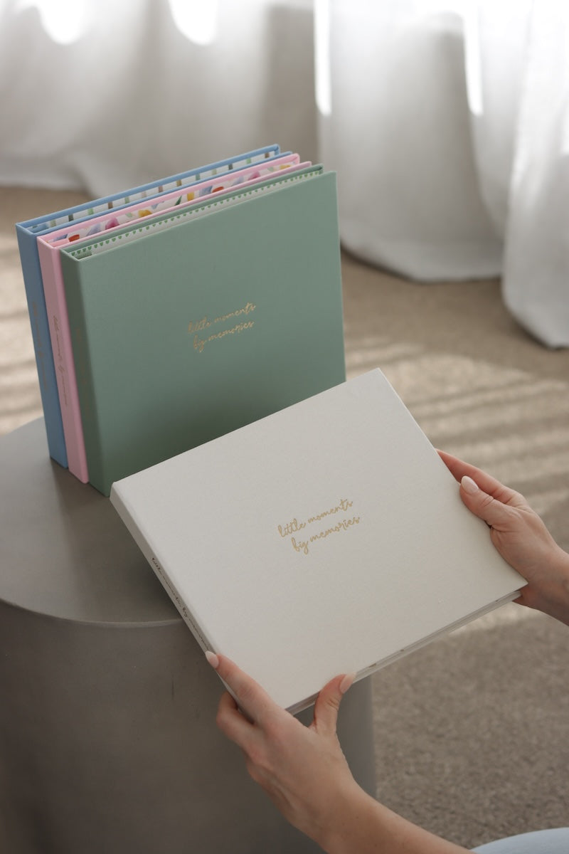 Luxury personalised photo album and linen keepsake box in ivory — included in the wedding planning bundle
